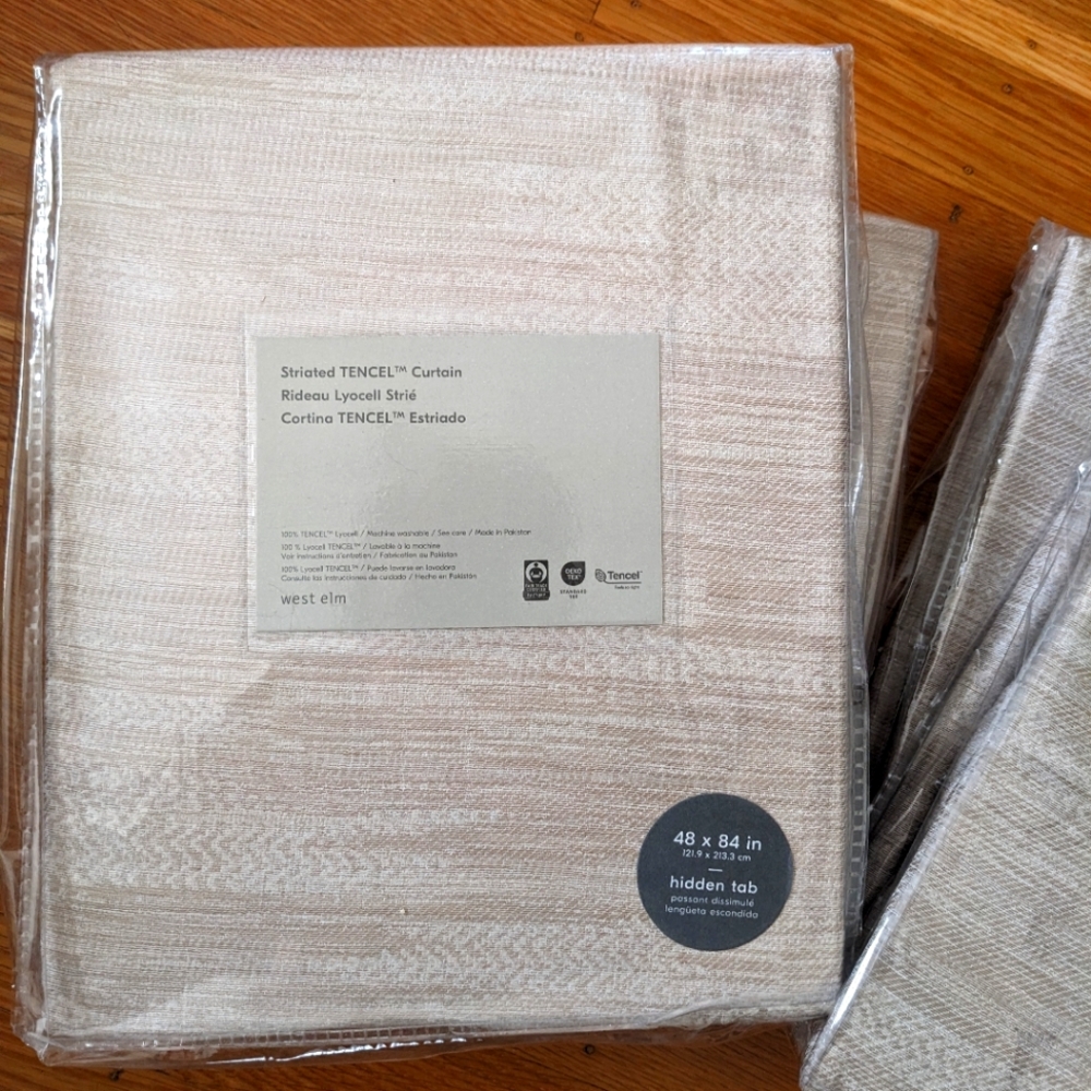West Elm Silky TENCEL Striated Curtain (48"W x 84"L) in Sand - 2 panels